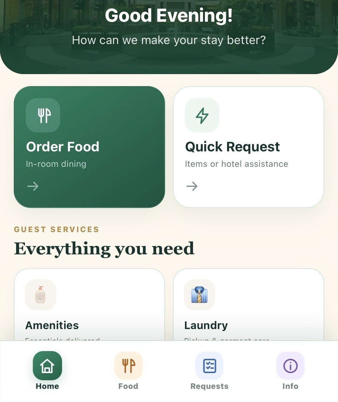 Hotel guest experience software built around the room, not another app.