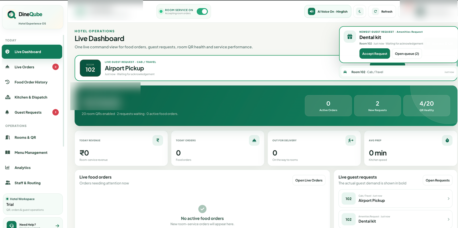 Hotel dashboard